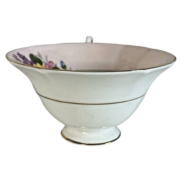 Vintage EB Foley Bone China Tea Cup And Saucer Floral Pink White Flower Gold Rim - Picture 5 of 12